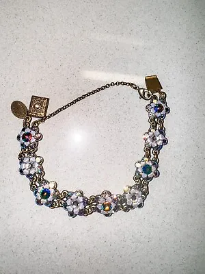 Michal Negrin Bracelet Light Blue & Aurora Swarovski Crystal Victorian • $100