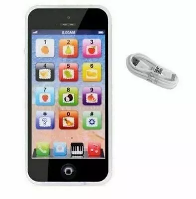 Toy Phone BLACK Smart Phone Baby Children's Educational Learning Kids Iphone USB • £8.27