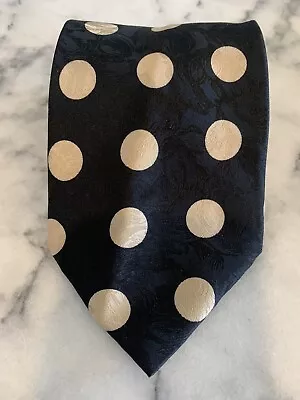 Mitchelli 100% Silk Black Beige Polka Dot Tie • $8