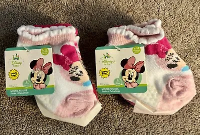 Disney Baby - Pink Safety Toe Socks ( 6-12 Months ) 6 Pair - New - Minnie Mouse • $9.95