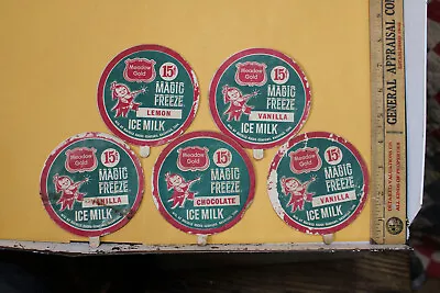 Vintage Lot Meadow Gold Magic Freeze Ice Milk Cream Lids Beatrice Foods • $10