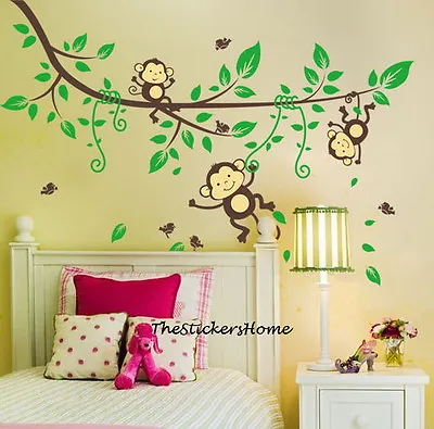£8.98 • Buy Cheeky Monkey Jungle Tree Wall Stickers Art Decal Baby Nursery Kid Bedroom Decor