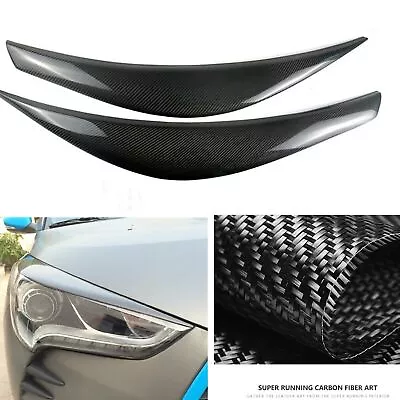 Carbon Fiber Headlight Light Eyebrow Trim For Hyundai Veloster 2011 2012-2017 CA • $66