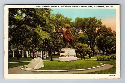 McPherson KS-Kansas Central Park Gen James McPherson Statue Vintage Postcard • $7.99