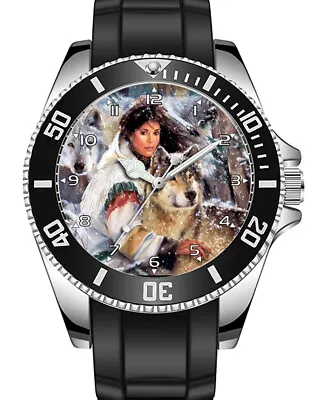 Wolf Love Girl Art Rare Collectible Unisex Sporty Watch UK FAST • $107.49