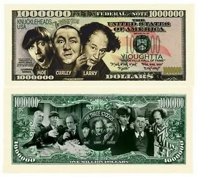 The Three Stooges Funny Money 100 Pack 1 Million Dollar Bill Collectible Novelty • $19.95