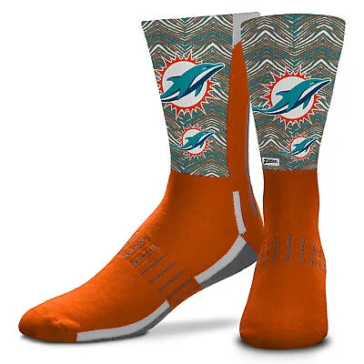 Zubaz Miami Dolphins NFL Adult Phenom Curve Crew Socks • $24.99