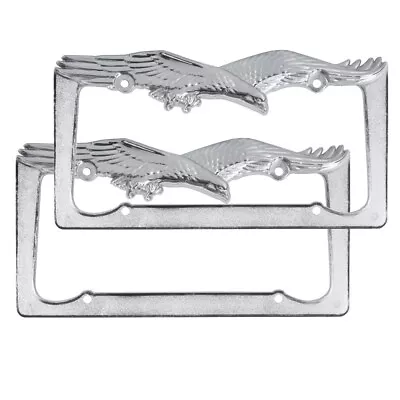 Eagle License Plate Holder Silver Chrome Metal Frame Weather Resistant 2 Pack • $19.99