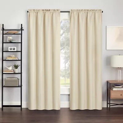 Eclipse Samara Solid Blackout Rod Pocket Single Curtain Panel Ivory 42'' X 84'' • $9.99