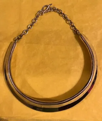 Vintage Handmade Artisan Sterling Silver 925 Thick Crescent Choker Necklace • $120