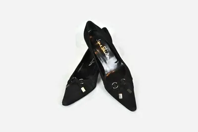 Jane Shilton Black Suede Pointed Toe Kitten Heel Court Shoes Size 37 • £16