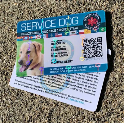 $29.99 • Buy Holographic Service Dog Id Card For Service Medical Emotional Ptsd Animal 