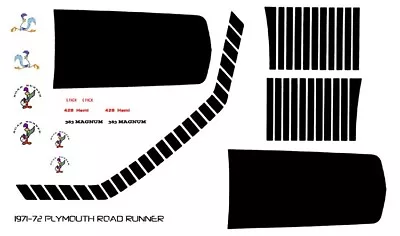 1971-72 Plymouth Road Runner Special Stripes 1/24th - 1/25th Scale Decals • $8.50