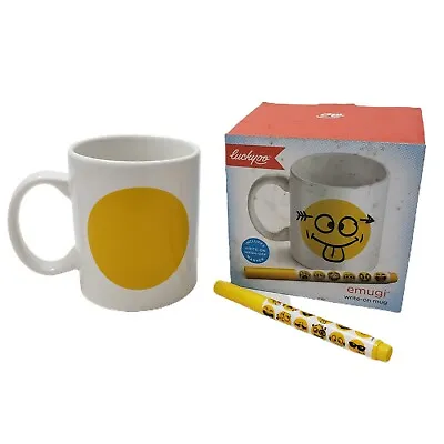 Luckyoo Emugi Write On 15oz Mug Cup Drawing Wash Off Marker Face Drink • $3.99