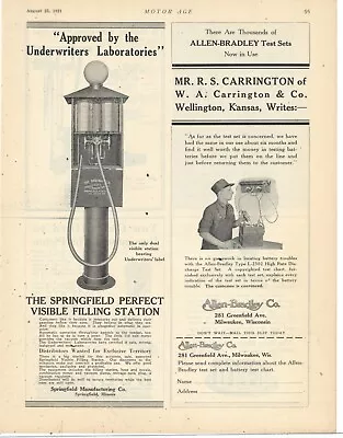 1921 Springfield Mfg. Co. Ad: Dual Visible Gas Pump - Springfield Illinois • $18.88