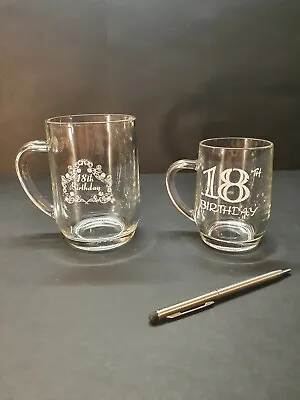 Personalised 18th Birthday Design Glass Mug / Tankard X2;   Made In France • £5.50