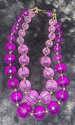 Vtg Coro Signed Two Strand Lucite Bead Necklace  • $22