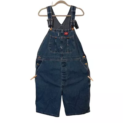 Dickies XL Unisex Bibbed Denim Shorts Overalls Shortalls Blue Jeans 100% Cotton • $22.95