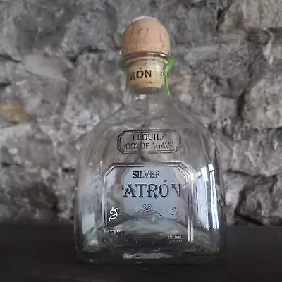 Empty Patron Silver Tequila Bottle With Cork 1.75 L  Clear Glass Patrón Bottle  • $24.99