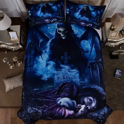 £20.99 • Buy Duvet Cover Skull Gothic Bedding Set Single Double King Sizes With Pillow Cases