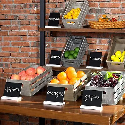 MyGift 6-Inch Tabletop Chalkboard Signs With Vintage White Wood Bases Set Of 6 • $21.99