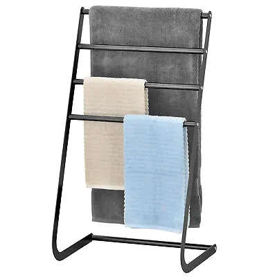 Freestanding Black Metal Towel Rack Stand 4 Tier Bathroom Towel Holder Stand • $34.99