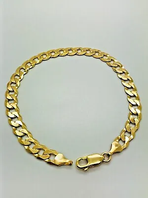 9ct Yellow Solid Gold Curb Bracelet – 6.8mm – 8 ½  - CHEAPEST ON EBAY • £365