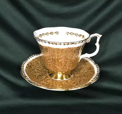 Vintage Royal Albert Buckingham Series Brown Gold Tea Cup & Saucer England • $31