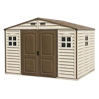 (30214-1) 10 X 8 Feet V2 Wood Side Vinyl Shed - Ivory/Brown • £990.99