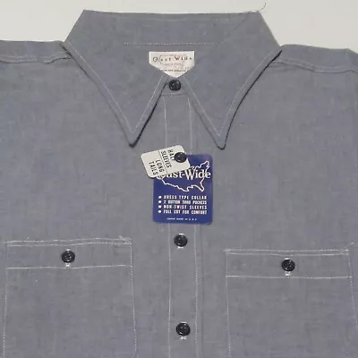 Vintage Coast-Wide Button Shirt Union Made Chambray Half Sleeves Cotton Mens 2XL • $150