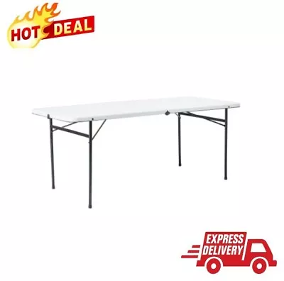 Lightweight White 6-Foot Bi-Fold Plastic Folding Table Indoor/Outdoor NEW • $61.09