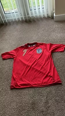 England Football Shirt - 2006-2008 - Away - #7 David Beckham - Medium • £50