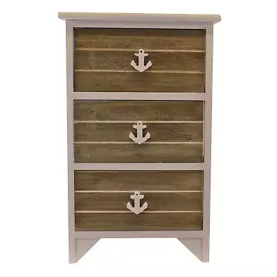 Chest Of 3 Drawers With Nautical Anchor Handles In Grey & White • £42.10