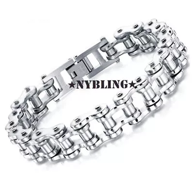 SOLID Stainless Steel Motorcycle Bike Chain Design Bracelet Men's Jewelry New • $12.99