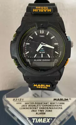 Vintage Timex Marlin Watch Alarm Chrono Analog And Digital Divers 2 Time Zone Nw • $98