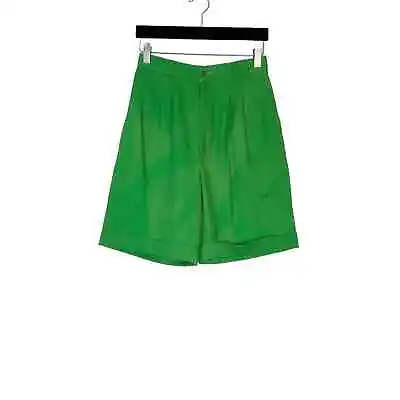 80s Vintage Union Made High Rise Mom Cuffed Bermuda Shorts Green 26 In Waist • $24.98