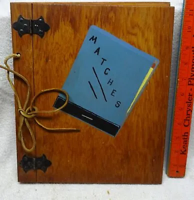 ** Vintage - MATCHBOOK ALBUM #1 - WOODEN Covers - HAND-MADE - 1950's - MUST C * • $38.88