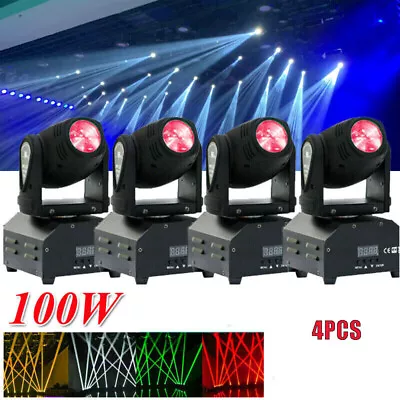 4Pcs 100W Mini Moving Head Stage Light LED DMX Beam Spot Light RGBW DJ Disco • $209.99