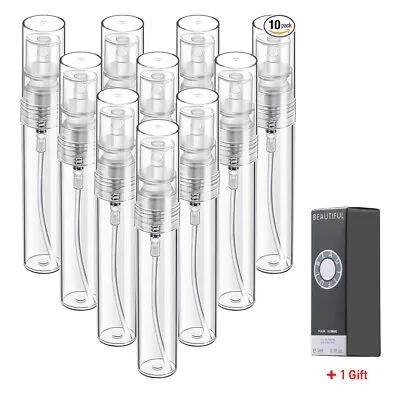 10Pack 5ml Spray Bottle Plastic Transparent Perfume Empty + 1 Perfume • $4.99