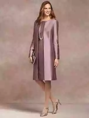 Elegant Mother Of The Bride Dresses With Satin Jacket Long Sleeves Knee Length • $134.20