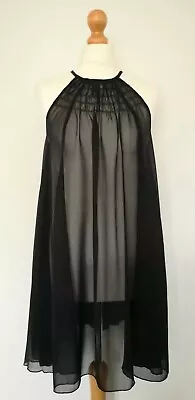 £14 • Buy H & M Black Sheer Dress High Neck Loose Negligee Beach Cover Up Size EUR XS/S