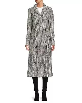 $3335 New Missoni Dress Coat Jacket Cardigan Midi Maxi Black White Tweed Knit 40 • $785