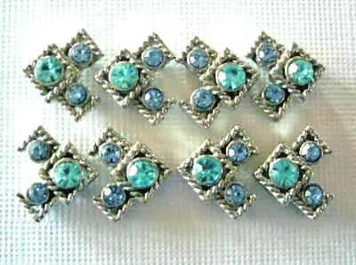 2 Hole Slider Beads Chevrons Aqua & Lt Sapphire  #8 • $7.50