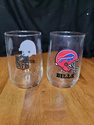 Vintage NFL Buffalo Bills Tumbler Collectible Drinking Glasses 12 Oz Clear • $14.99