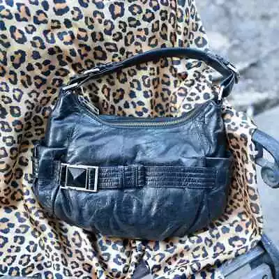 L.A.M.B By Gwen Stefani Black Soft Distressed Crinkled Leather Handbag Purse  • $69