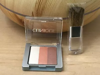 Clinique Shimmering Stripes Powder Blusher In 01 PEONY & Mini Blush Brush • $15.99