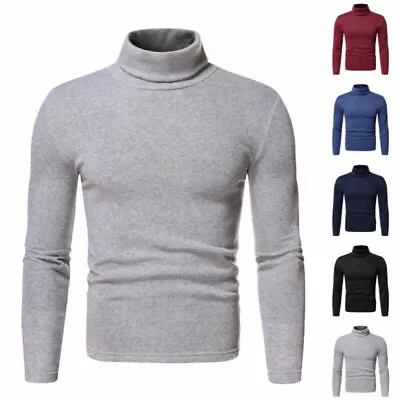 Mens Warm Velvet Turtle Neck Sweater Pullover Long Sleeves T-Shirt Jumper Tops • $14.09