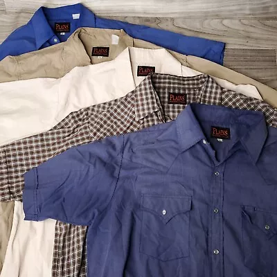 Plains Western Wear Lot Of 5 Men's Large Pearl Snap Button Short Sleeve Shirts • $49.95