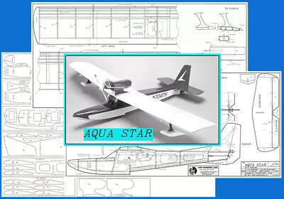 Model Airplane Plans (RC): AQUA STAR 40  Wingspan Seaplane For ½A Engine • $27.41