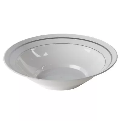 WNA Masterpiece Plastic Bowl White/Silver 10 Oz - 150 Per Case • $111.91